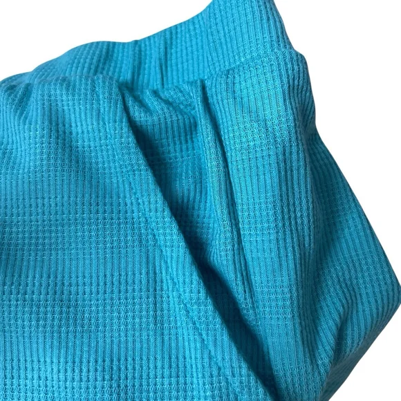 Just Be Women’s Pajama Set 3X Teal Waffle Knit Short Sleeve Top Shorts Sleepwear - Picture 3 of 6